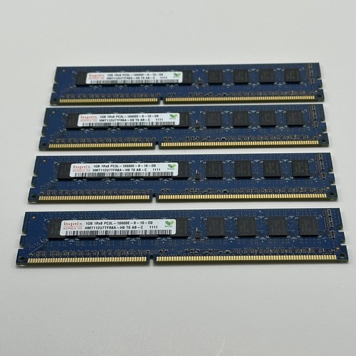 Hynix 1GB 1Rx8 PC3L 10600E-9-10-D0 Server RAM Lot of 4 - Picture 3 of 3