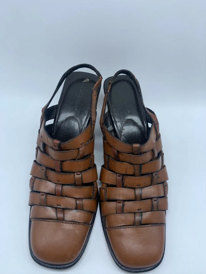 Sandalias Worthington Marrón Tejido Cesta Cuero Cuña Superior 6M/Brasil Foto 3 de 4