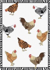Geschirrtuch Spültuch Gläsertuch Küchentuch Halbleinen 50x70 Motiv Hühner Kracht