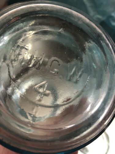 Very Rare Museum Quality F.H.G.W Mason Jar Blue Bottle not ball Wax Sealer c1898 - Picture 5 of 19