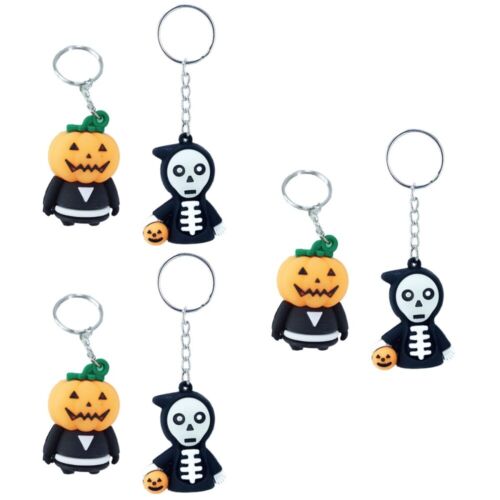  6 Pcs Hanging Pendant Keychains Pumpkin Keyring Halloween Skull Holder - 第 1/12 張圖片