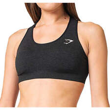 Gymshark Vital Seamless Womens Sports Bra Black Padded Moisture Wicking Gym Run