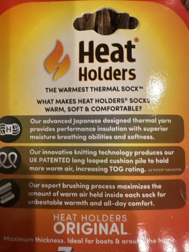 Heat Holders Thermal Socks, Men’s Size 7-12, Women’s Size 8-13, Black 1 Pair New - Picture 9 of 10