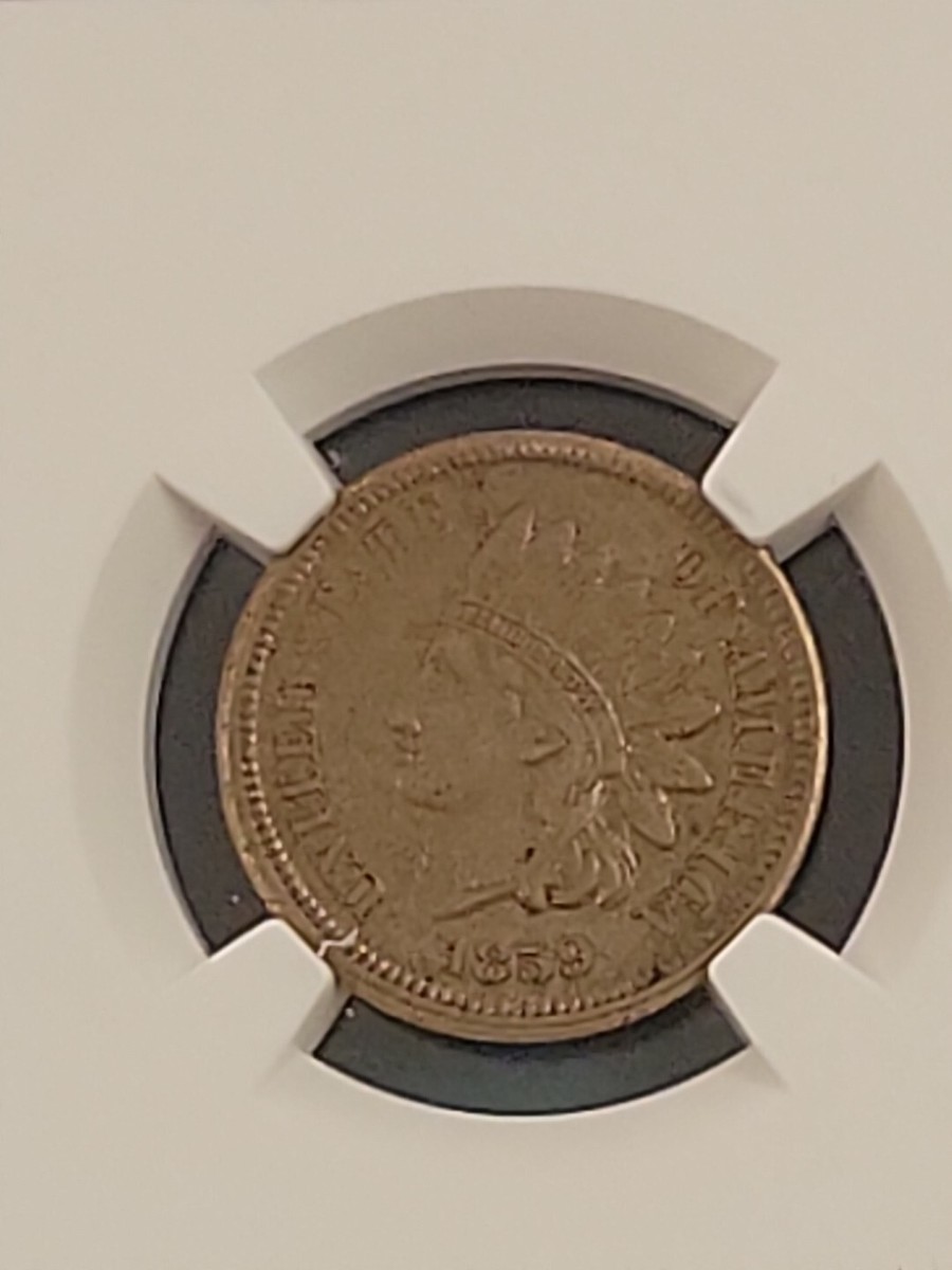 1859 Copper-Nickel Indian Cent Penny 1C NGC AU 55 AU55 ABOUT
