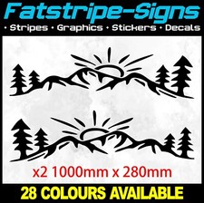 2x 1m MOUNTAIN RANGE VINYL STICKERS GRAPHICS DECALS CAMPER DAY VAN CAMPER VAN T5