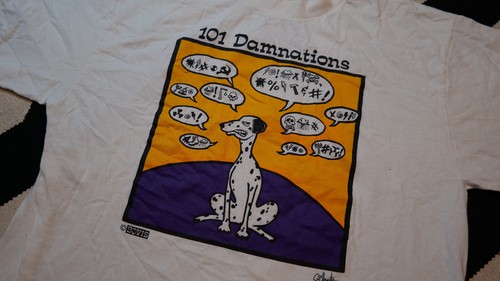 vintage "101 Damnations" shirt, size XL, parody, profanity, 90s