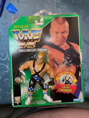 WWF Hasbro Series 11 Ludvig Borga MOC Green Card w...