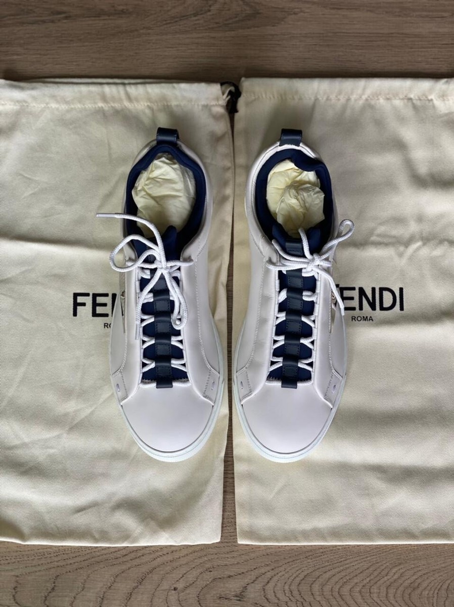 Genuine Fendi White Leather Low Top Sneakers Size Us 6 - Eu