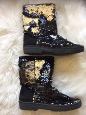 Black Sequined Light Weight Boots Size 5 Girls