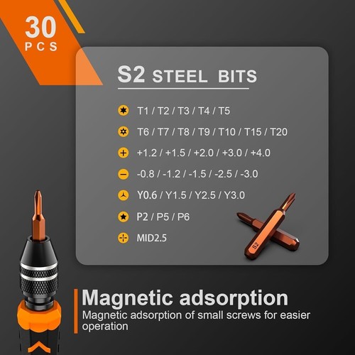 38Pcs Small Precision Screwdriver Set with Torx T5, T6, Y00,Mini Repair Tool Kit - Picture 6 of 7
