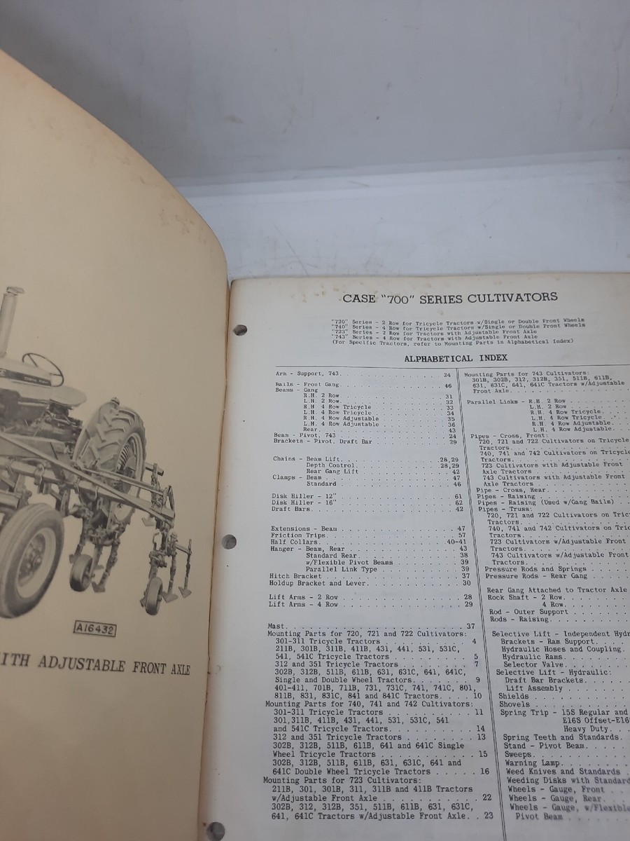 Original 1961 Case 700 Series 2 and 4 Row Cultivators Parts