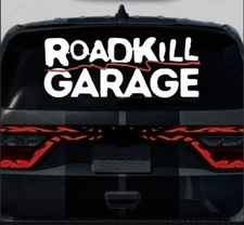 Roadkill GARAGE Vinyl window decal, Rear glass decal, small side window decal.