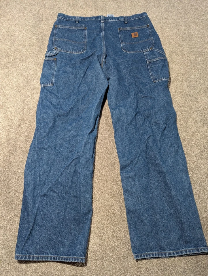 Carhartt Jeans Mens 40x34 (39x33) B73 DST Blue Double Knee Original Dungaree Fit - Image 3 of 4