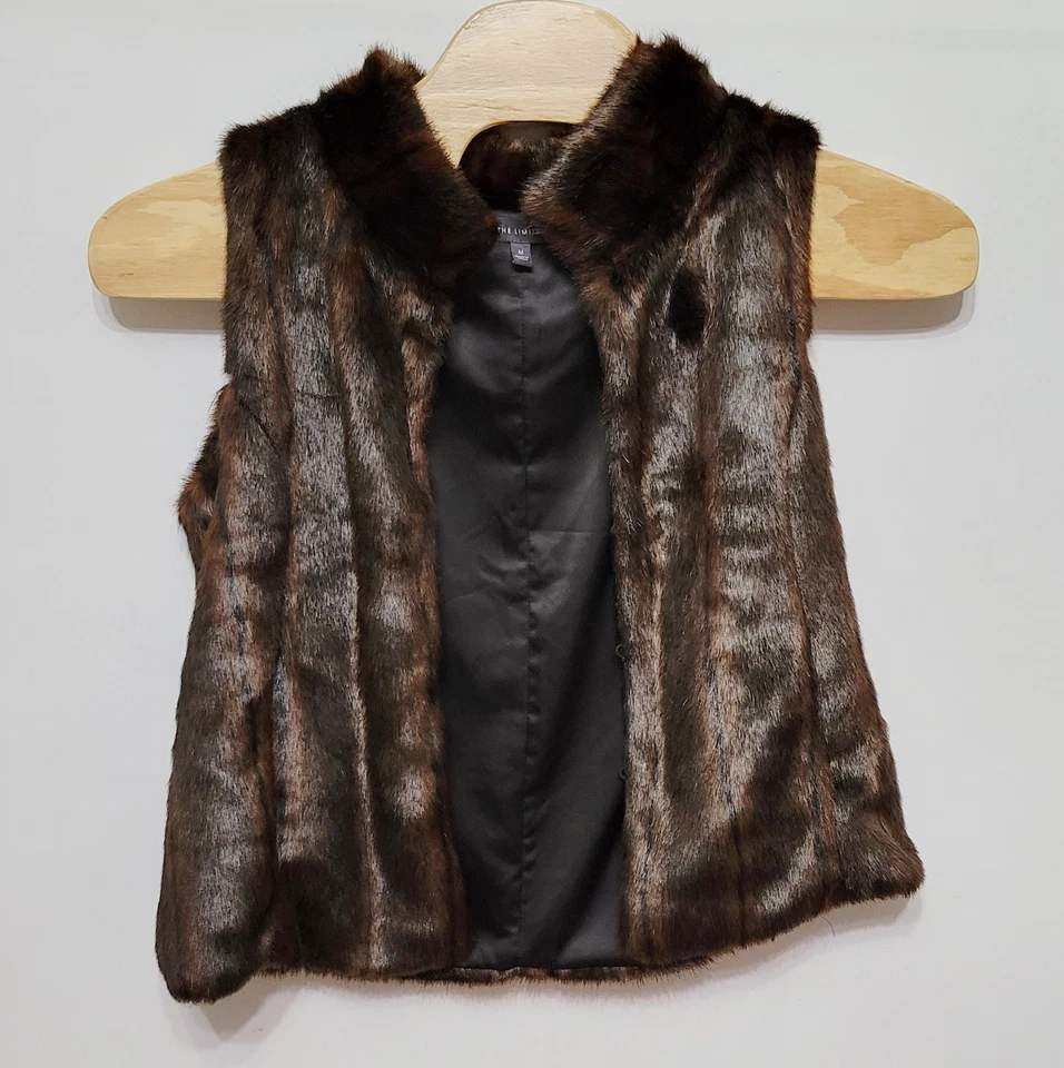 $119.00 Abrigo Chaleco The Limited Piel Sintética Visón Marrón Para Mujer Talla Mediana Foto 2 de 4