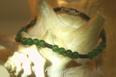 5MM 100% NATURAL CANADIAN NEPHRITE JADE ROUND BEAD MACRAME BRACELET 7'' or 8''