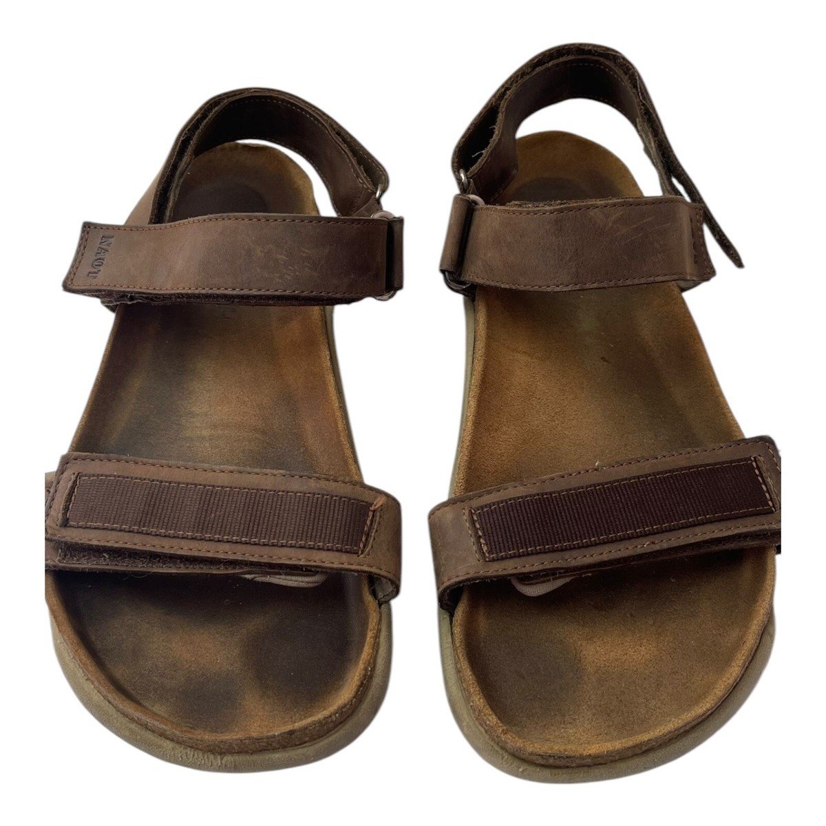 Naot Mens Leather Lappland Sandals Size 44 Sz Brown Leather Hook  Loop