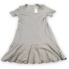 Pleione Knit Dress Womens XL Black White Plaid Trumpet Stretch