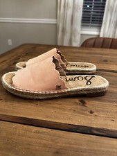 Sam Edelman Size 6.5 Andy Pink Leather Casual Travel Espadrille Slides Sandals