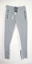 Mens Track Pants Slim Active Sweatpants, Athletic Gym Jogger Zipper Pockets Gray