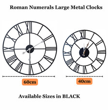 Large Wall Clock Indoor Outdoor Silent Roman Numerals Skeleton Clock Home Garden