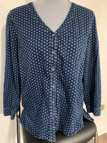 Chemisier Femme J.Jill Taille S Rayé Bleu Et Blanc Manches Longues - Occasion Très Bon état