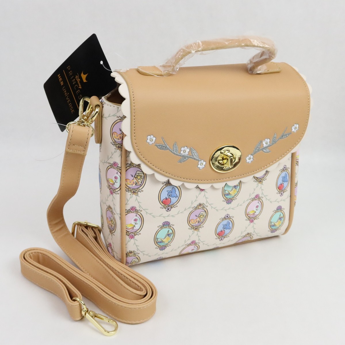 Disney Princess Crossbody Bag Purse Handbag Cameo Lace Embroidered