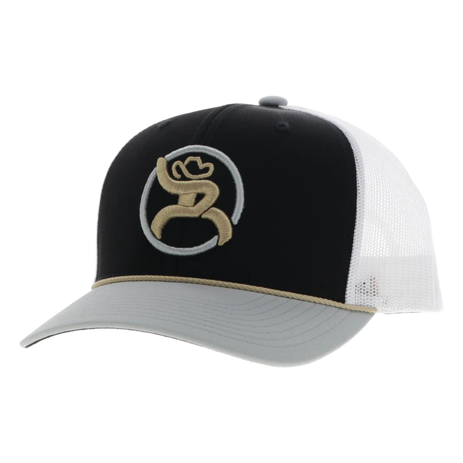 Hooey Strap Roughy Black & White Graphic Trucker Cap 4031T-BKWH