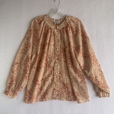 Vintage Brownstone Studio Womens Blouse Top Shirt Long Sleeve Button Up Size 16