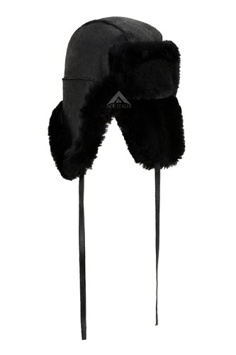 Mens B3 Black Fur Hat RAF Aviator Shearling Sheepskin WW2 Flying Hat Warm - Picture 5 of 5