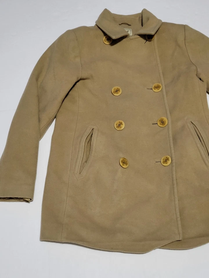 (#C) L.L. Bean Wool  Pea Coat Brown Size women's  REG 4  - Image 2 of 4