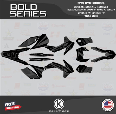 Graphics Kit for KTM Enduro 4-stroke 250XCF-W, 300XCF-W 2016 Bold - Smoke