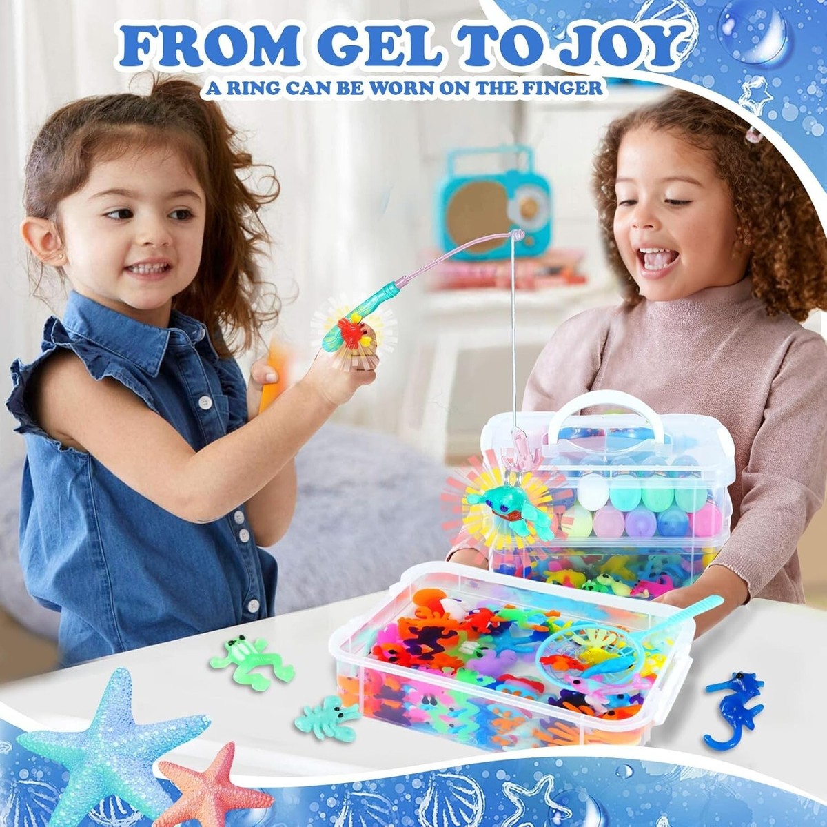 Herenear Magic Water Elf Toy Kit, 56 stuks aqua gelz speelgoed met opbergdoos 18 kleuren en 16 vormen, magische gel waterkit, doe-het-zelf waterdieren om zelf te maken, voor kinderen van 4 tot