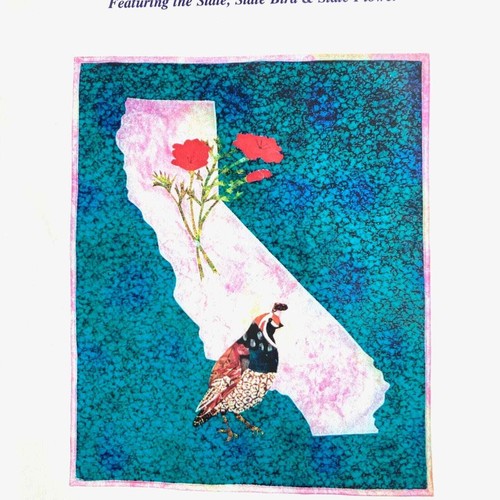 Quail and Poppy Applique Quilt Pattern for California 17.5" X 22" wall quilt - Picture 2 of 3