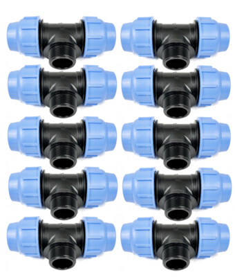 10x PP Fitting T-Stück Klemmverbinder 2x 32mm x AG 3/4 Aussengewinde Rohr Wasser