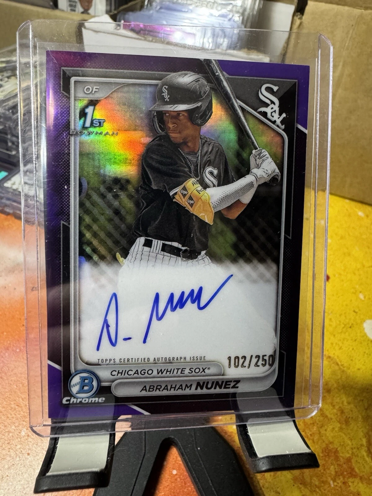 2024 Bowman Chrome Abraham Nunez Purple Refractor Auto 149/250 CPA-ANZ 1st Bowma