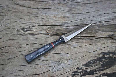 CUSTOM HAND FORGED D2 STEEL HUNTING DOUBLE EDGE DAGGER BOOT KNIFE + SHEATH