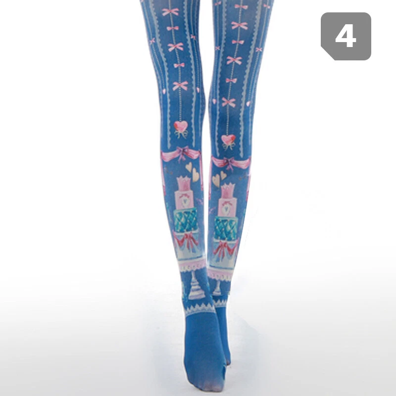 Mujeres 140D Estampado Floral Terciopelo Pantimedias Harajuku Lolita Calzas Medias Opacas Foto 4 de 4