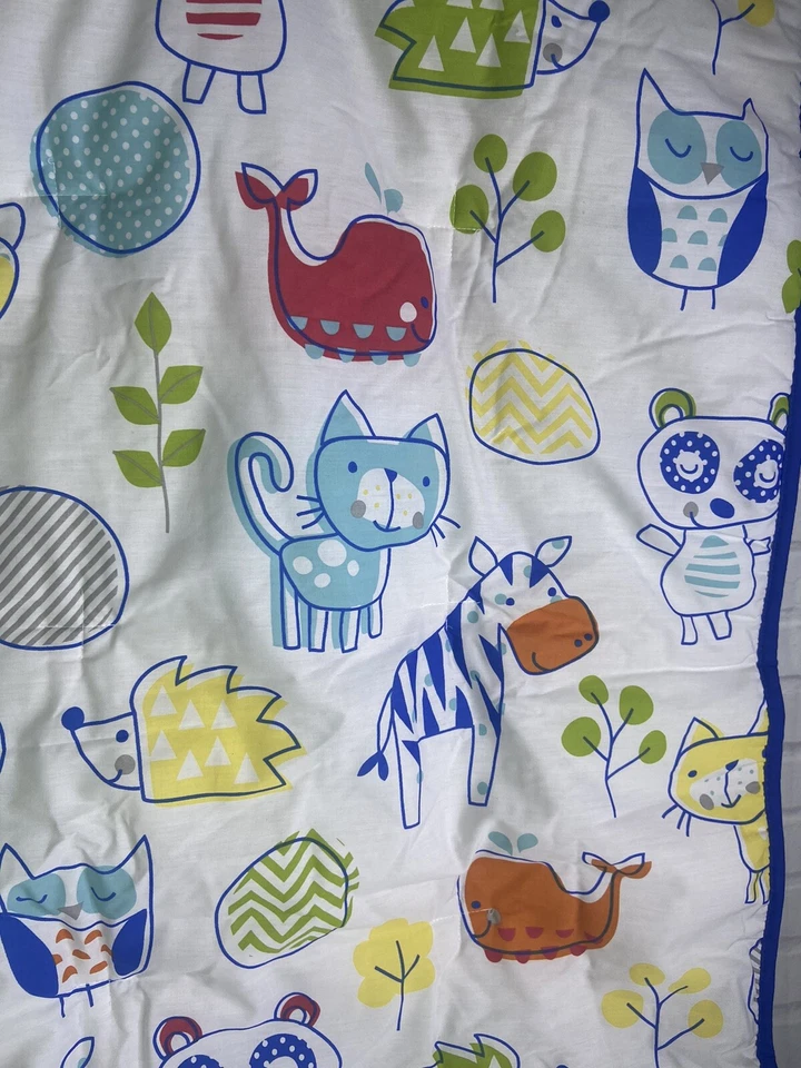 Cobertor para berço Sumersault tinta esboço animais gato zebra guaxinim baleia coruja bebê 2015 - Imagem 2 de 4