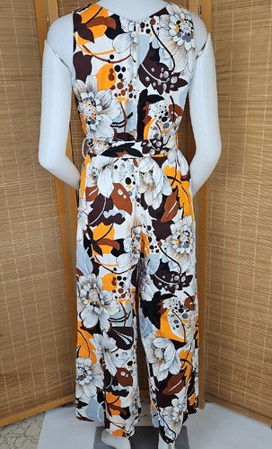 GayMode Wide Leg Romper Polynesian Belted Floral Jumpsuit Pants Womens M Vintage - Picture 3 of 15