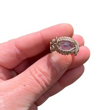 Handmade Amethyst 925 Sterling Silver Wire Wrap Ring Crystal Jewelry Sz 6