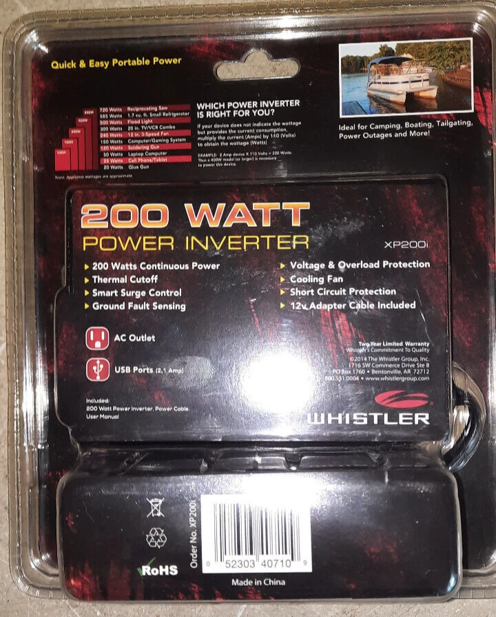 Whistler XP200I 200 Watt Continuous Power inverter USBport power (042) - Image 2 of 2