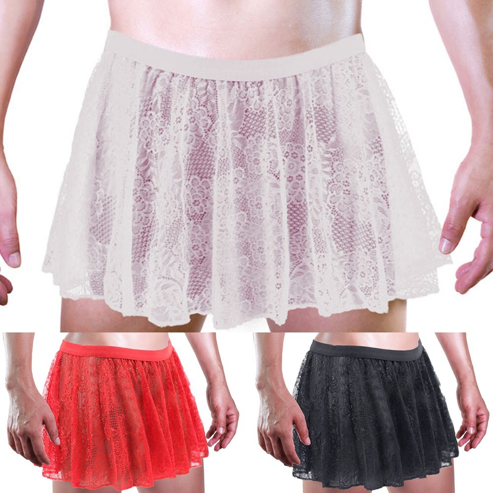 Men Sissy Satin Skirted Panties G-string Thong Bikini Briefs Underwear Lingerie