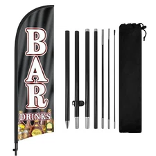 Bar Drinks Advertising Swooper Flag Banners, Bar Drinks Feather Flags with Po...