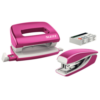 Mini-Locher und Tacker Set bis 10 Blatt(80g/qm) pink NeXXt WOW 5561 Leitz