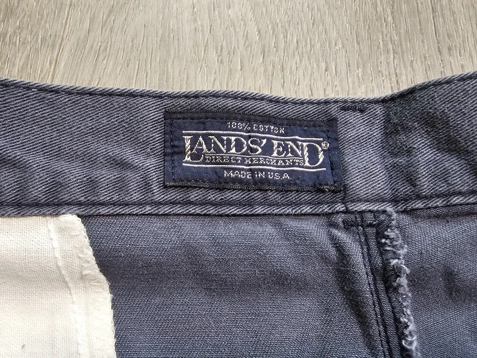 Pantalones Cortos Informales Lands End Para Hombres Medianos Azul Plisado Chino Bolsillos 36 Foto 3 de 4