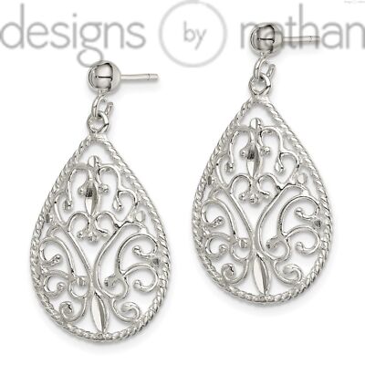 Designs by Nathan | 925 Sterling Silver Polished Diamond-cut Post Earrings
