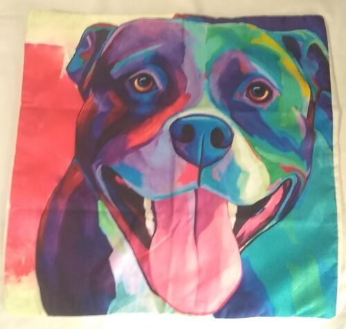 Pitbull Dog Throw Pillow Sham Cover 17" x17" Modern Abstract Bright Colors READ