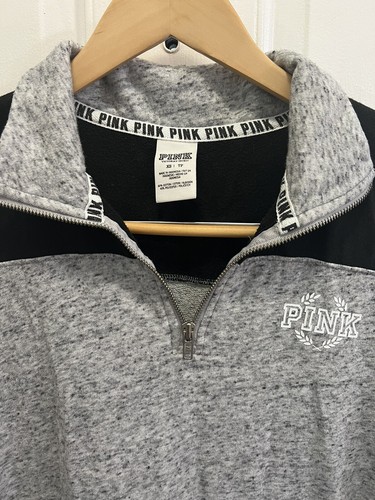 Love Pink womens size xs quarter zip pullover speckled gray sweatshirt - Picture 2 of 3