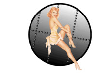 6" military nose art strawberry blonde pin up round sticker decal usa made