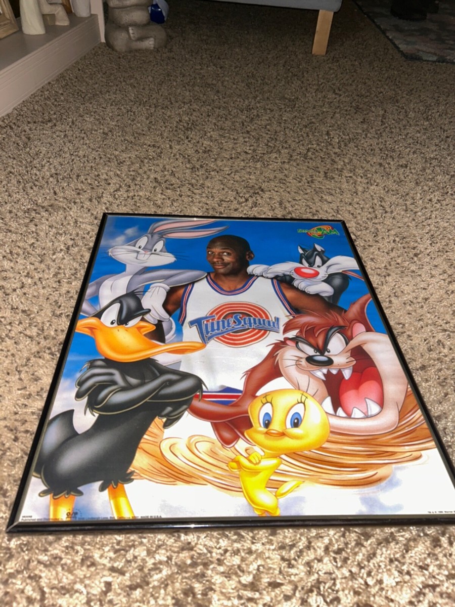 Vintage 1996 Space Jam Michael Jordan Looney Tunes Framed Poster